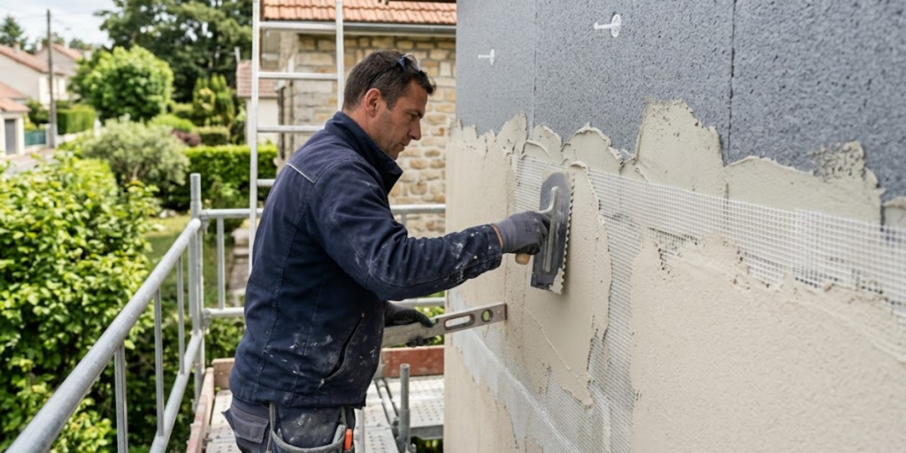 Travaux d'isolation thermique par l'extérieur réalisés par CTBG sur une maison individuelle en Essonne