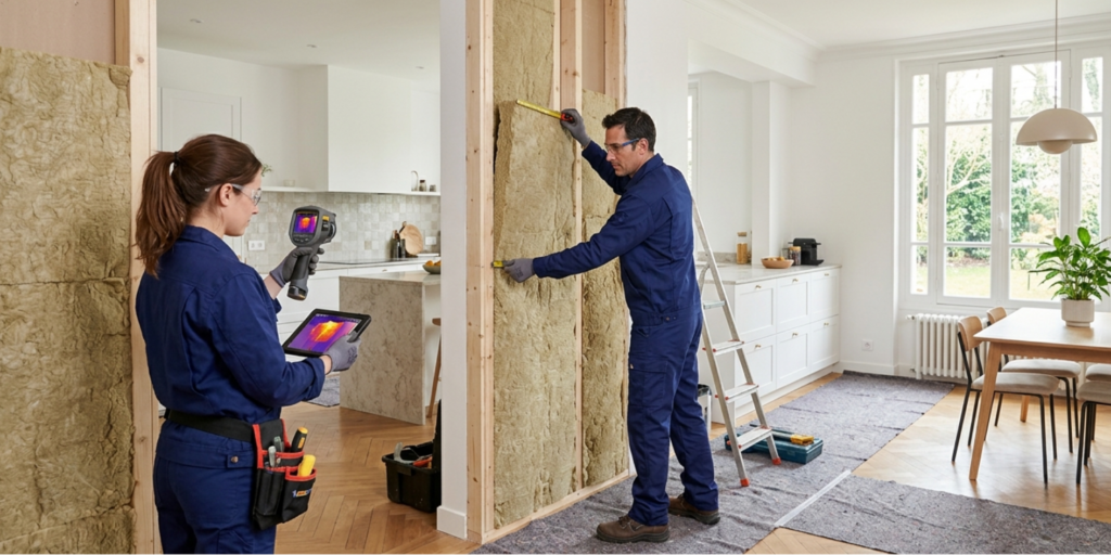 Experts CTBG réalisant des travaux de rénovation énergétique dans une maison des Hauts-de-Seine (92)